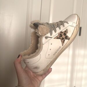 Golden Goose shearling sneaker, size 39, white